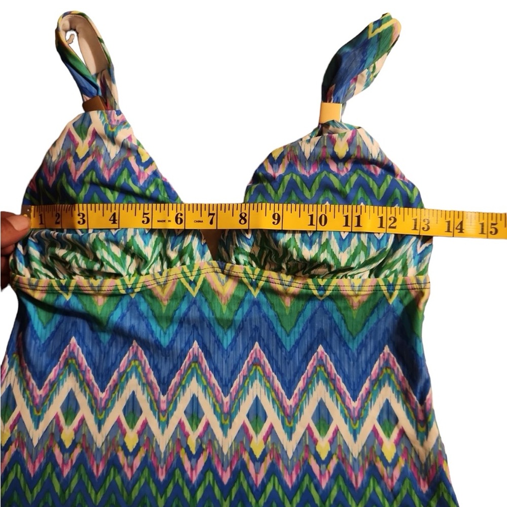 Kenneth Cole Reaction Chevron Tankini Swim Top Blue Green‎ Women's M - Picture 10 of 10